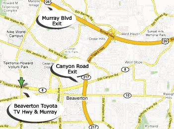 Map to BeavertonToyota